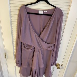 ASOS | Curve Wrap Waist Long Sleeve Mini Dress Maude Color Size: 18